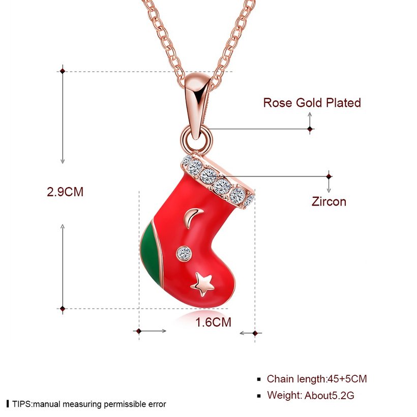 Wholesale Fashion Cubic Zirconia Christmas Senta Sock Pendant with Chain Necklaces Novelty Necklace Jewelry for Women Party Gift TGGPN483 4