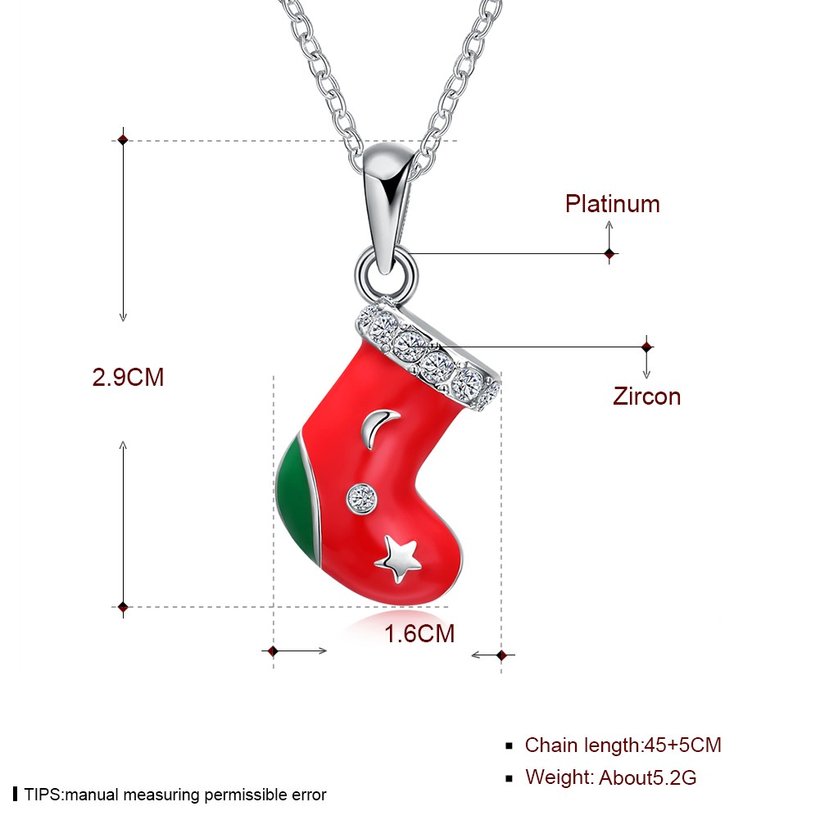 Wholesale Fashion Cubic Zirconia Christmas Senta Sock Pendant with Chain Necklaces Novelty Necklace Jewelry for Women Party Gift TGGPN485 4
