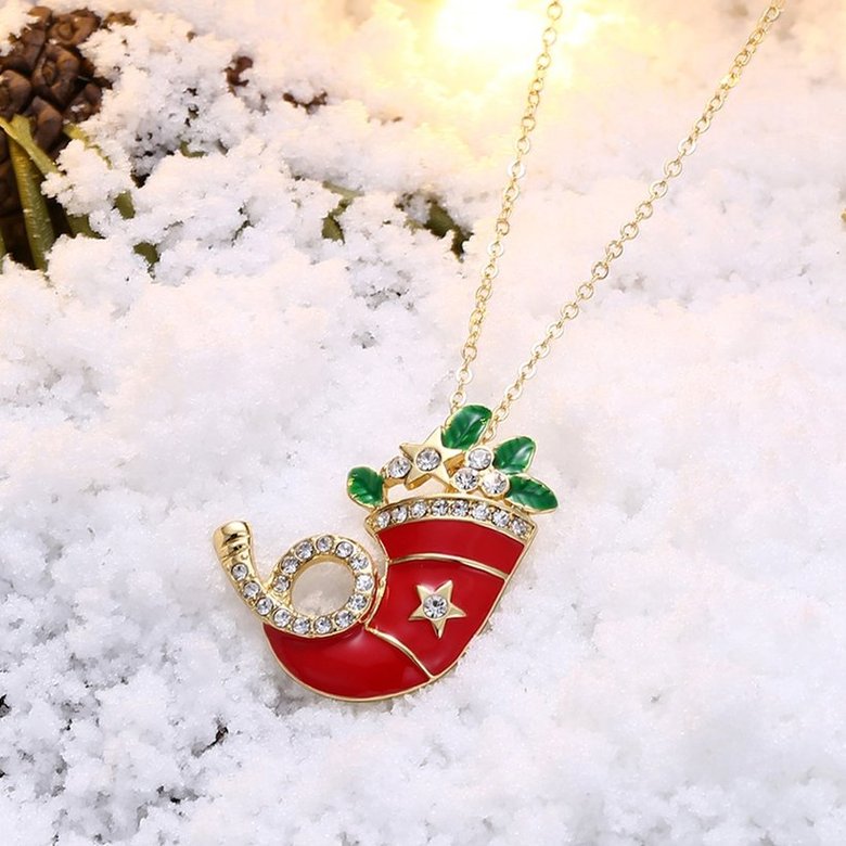 Wholesale Fashion Cubic Zirconia Christmas hat Pendant with Chain Necklaces Novelty Necklace Jewelry for Women Party Gift TGGPN489 2