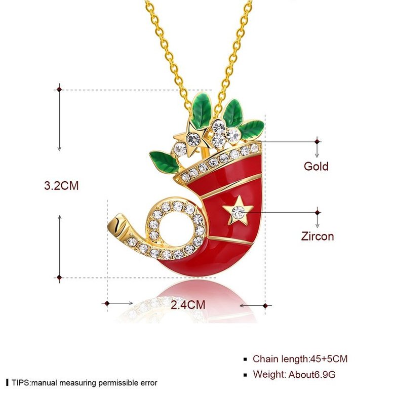 Wholesale Fashion Cubic Zirconia Christmas hat Pendant with Chain Necklaces Novelty Necklace Jewelry for Women Party Gift TGGPN489 4