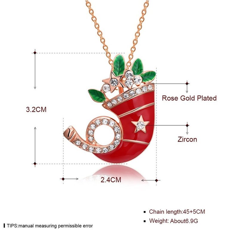 Wholesale Fashion Cubic Zirconia Christmas hat Pendant with Chain Necklaces Novelty Necklace Jewelry for Women Party Gift TGGPN490 4
