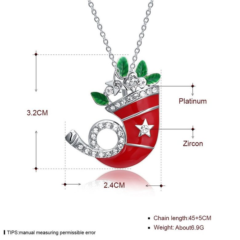 Wholesale Fashion Cubic Zirconia Christmas hat Pendant with Chain Necklaces Novelty Necklace Jewelry for Women Party Gift TGGPN491 4