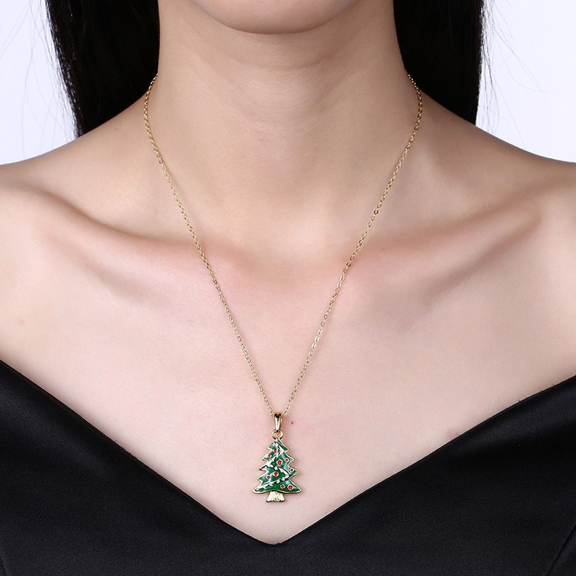 Wholesale Trendy 14k Gold Christmas tree necklace Cross-Border Hot Necklace Jewelry Hot Sale Christmas's gift jewelry  TGGPN500 0