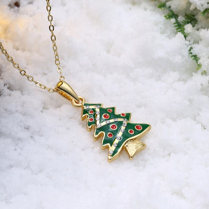 Wholesale Trendy 14k Gold Christmas tree necklace Cross-Border Hot Necklace Jewelry Hot Sale Christmas's gift jewelry  TGGPN500 1