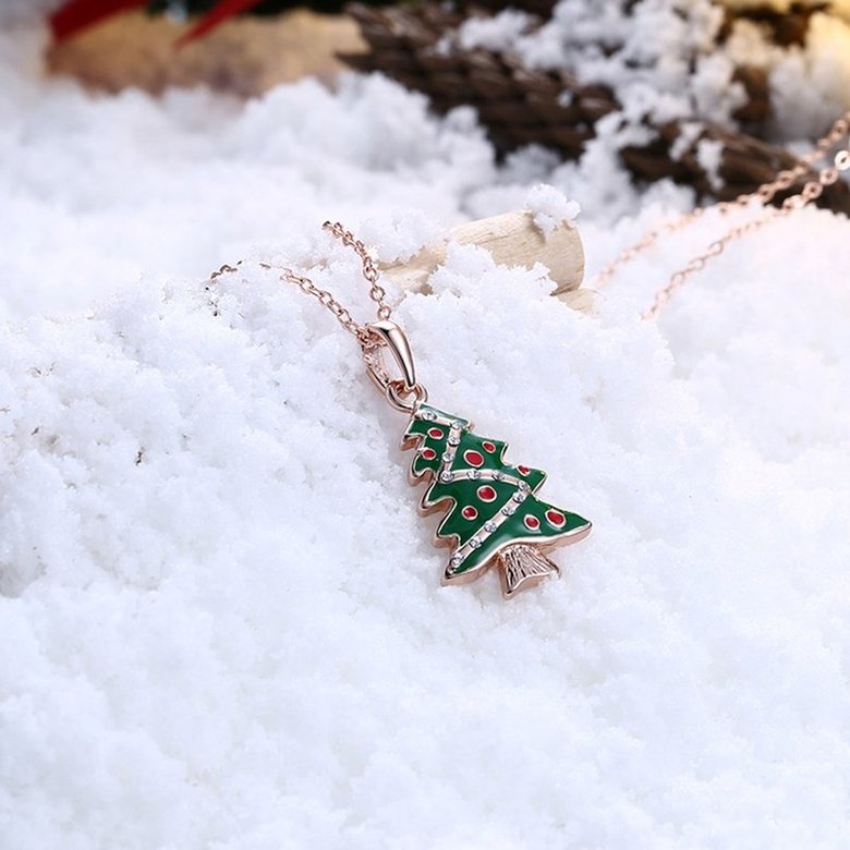 Wholesale Trendy rose Gold Christmas tree necklace Cross-Border Hot Necklace Jewelry Hot Sale Christmas's gift jewelry  TGGPN503 3