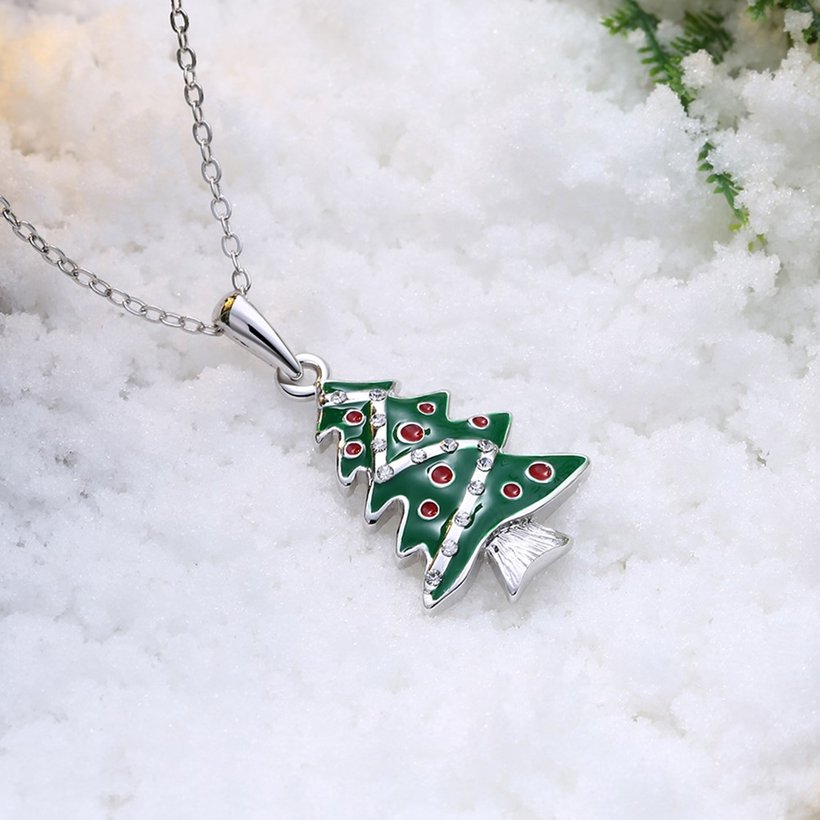 Wholesale Trendy silver color Christmas tree necklace Cross-Border Hot Necklace Jewelry Hot Sale Christmas's gift jewelry  TGGPN505 1