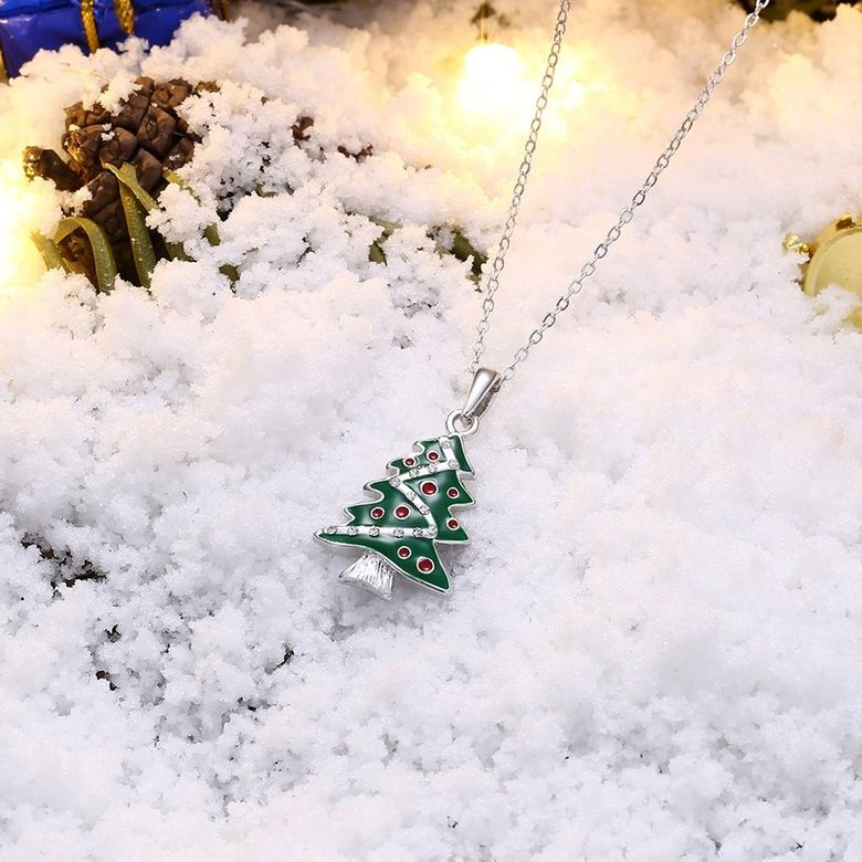 Wholesale Trendy silver color Christmas tree necklace Cross-Border Hot Necklace Jewelry Hot Sale Christmas's gift jewelry  TGGPN505 2