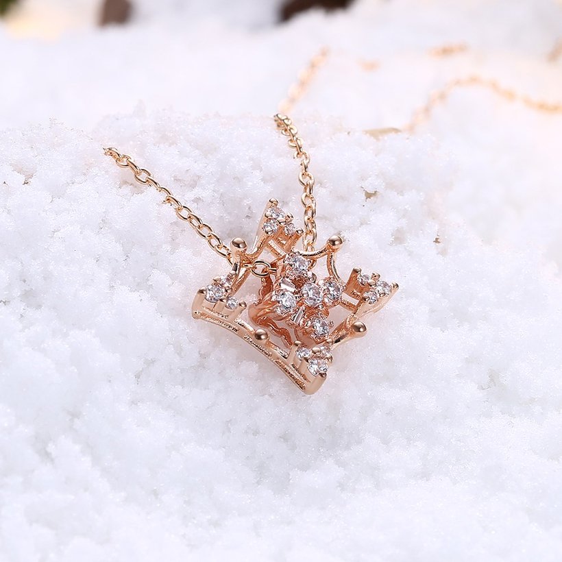 Wholesale Trendy rose gold Christmas AAA zircon Necklace hot sale high quality temperament women necklace jewelry TGGPN511 2
