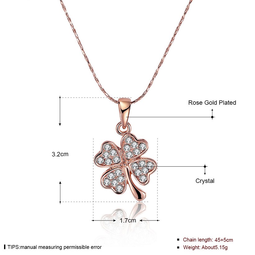 Wholesale Trend Necklace Clavicle Rose Gold Accessories Female Exquisite Zircon Clover Pendant Necklace  TGGPN362 4