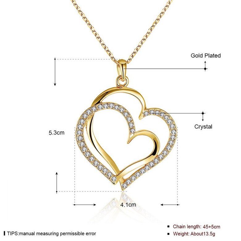 Wholesale Trendy Hot Sell rose Gold zircon Necklace for women Girls Double-layered Heart Necklace fine Valentine's Day Gift TGGPN367 3