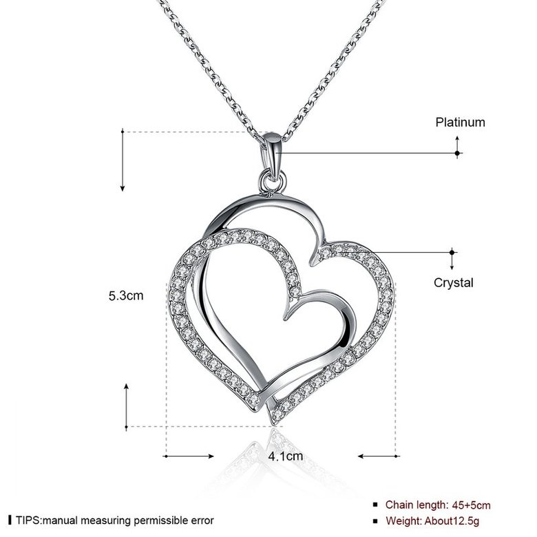 Wholesale Trendy Hot Sell rose Gold zircon Necklace for women Girls Double-layered Heart Necklace fine Valentine's Day Gift TGGPN367 4