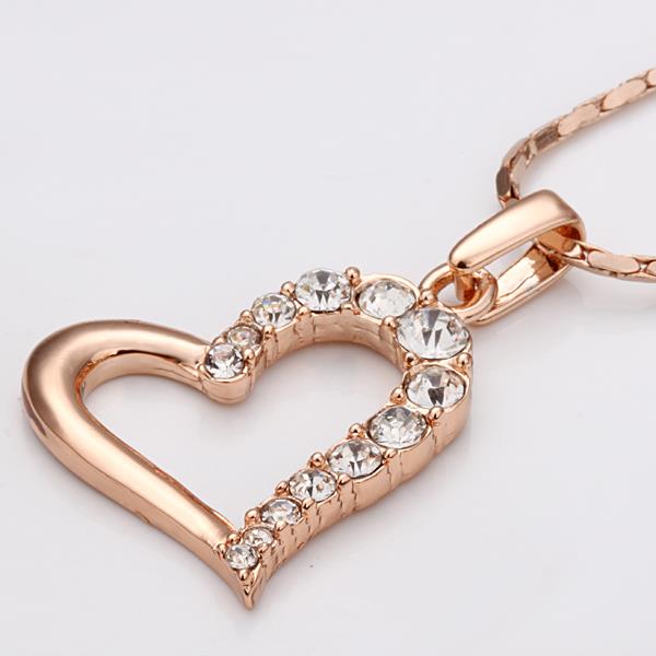 Wholesale JapanKorea Hot Sell rose Gold zircon Necklace for women Girls Love Heart Necklace fine Valentine's Day Gift TGGPN375 2