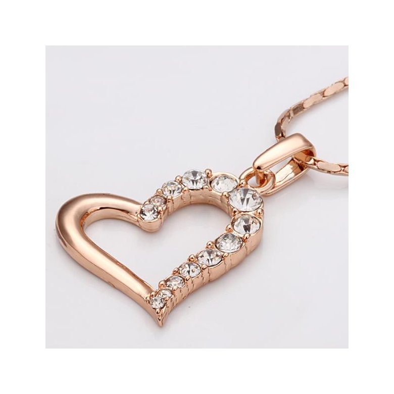 Wholesale JapanKorea Hot Sell rose Gold zircon Necklace for women Girls Love Heart Necklace fine Valentine's Day Gift TGGPN375 2
