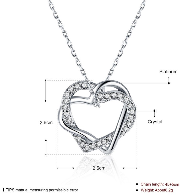 Wholesale Creative Love Heart Necklace silver color inlay zircon Valentin Jewelry Box Birthday Valentines Day Gift for Girlfriend TGGPN378 0