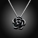 Wholesale Romantic Platinum Plated Rhinestone Necklace black rose flower pendants fine gift for girl TGGPN381 0 small