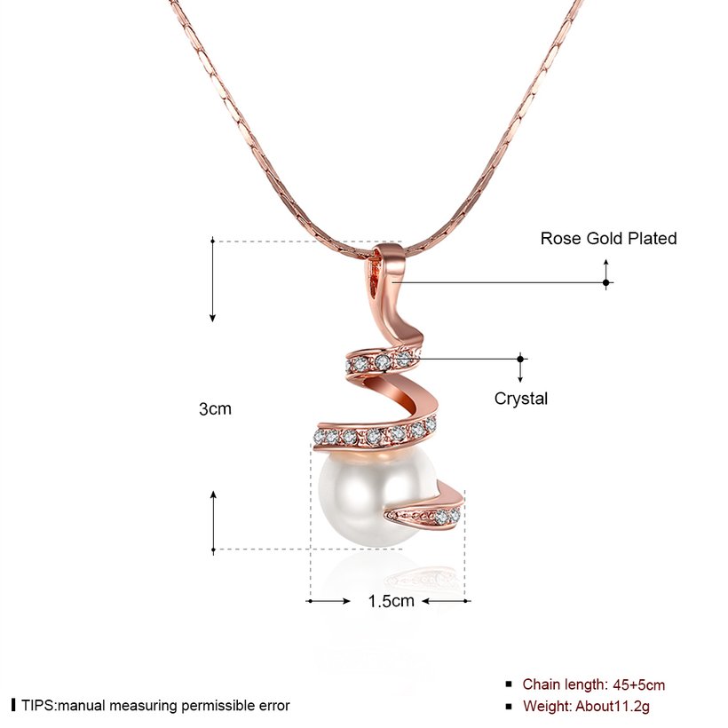 Wholesale jewelry from China rose Gold Round Pearl necklace For Women Girls Rotate Pendant Fashion Jewelry Gifts TGGPN387 0