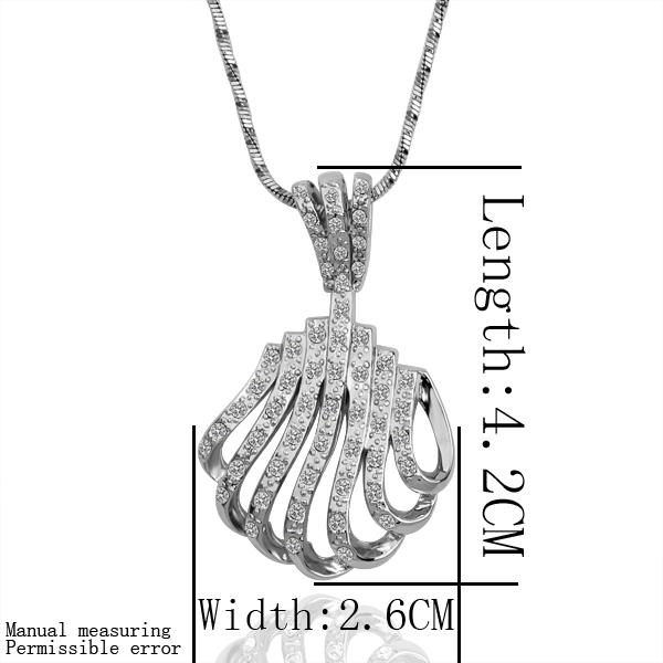 Wholesale Vintage fashion Sea Shell shape pave zircon Necklace For Women silver color Souvenir Gift TGGPN447 1