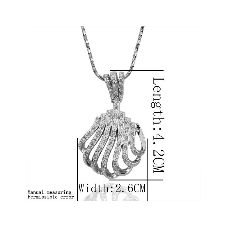 Wholesale Vintage fashion Sea Shell shape pave zircon Necklace For Women silver color Souvenir Gift TGGPN447 1
