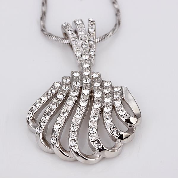 Wholesale Vintage fashion Sea Shell shape pave zircon Necklace For Women silver color Souvenir Gift TGGPN447 2