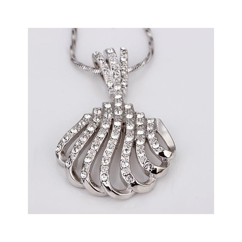 Wholesale Vintage fashion Sea Shell shape pave zircon Necklace For Women silver color Souvenir Gift TGGPN447 2