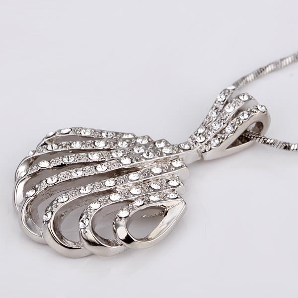 Wholesale Vintage fashion Sea Shell shape pave zircon Necklace For Women silver color Souvenir Gift TGGPN447 3