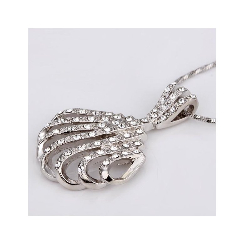 Wholesale Vintage fashion Sea Shell shape pave zircon Necklace For Women silver color Souvenir Gift TGGPN447 3