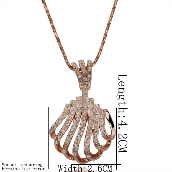 Wholesale Vintage fashion Sea Shell shape pave zircon Necklace For Women rose gold plated Souvenir Gift TGGPN035 0