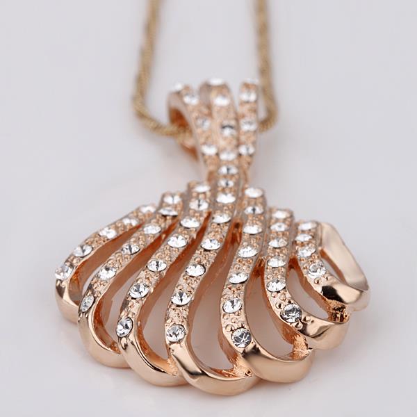 Wholesale Vintage fashion Sea Shell shape pave zircon Necklace For Women rose gold plated Souvenir Gift TGGPN035 1