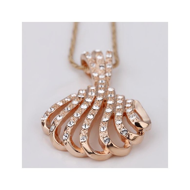 Wholesale Vintage fashion Sea Shell shape pave zircon Necklace For Women rose gold plated Souvenir Gift TGGPN035 1