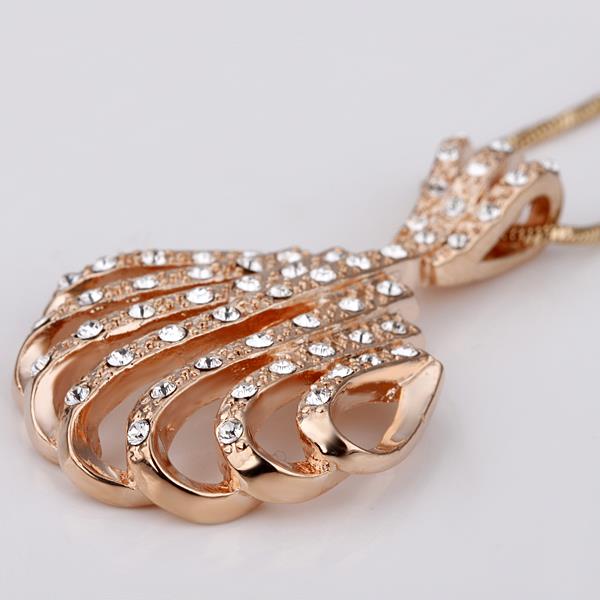 Wholesale Vintage fashion Sea Shell shape pave zircon Necklace For Women rose gold plated Souvenir Gift TGGPN035 2