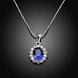 Wholesale Romantic Platinum Plated big blue water drop crystal pendant dazzling pave zircon nacklace fine wedding party jewelry  TGGPN466 2 small
