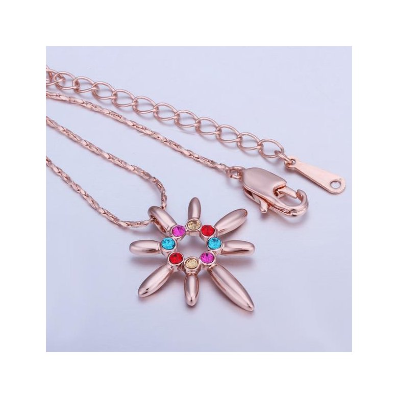 Wholesale Trendy Rose Gold Plated colorful Crystal  flower Necklace delicate women jewelry fine birthday gift  TGGPN524 1