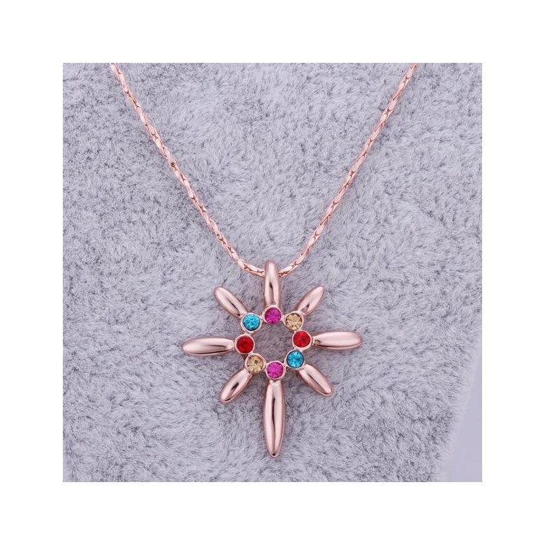 Wholesale Trendy Rose Gold Plated colorful Crystal  flower Necklace delicate women jewelry fine birthday gift  TGGPN524 2