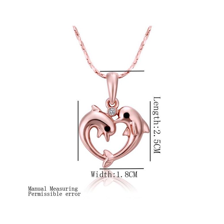 Wholesale Romantic Rose Gold Animal Crystal Necklace New Woman Fashion Jewelry High Quality Zircon Dolphin Dancing Pendant Necklace  TGGPN527 0