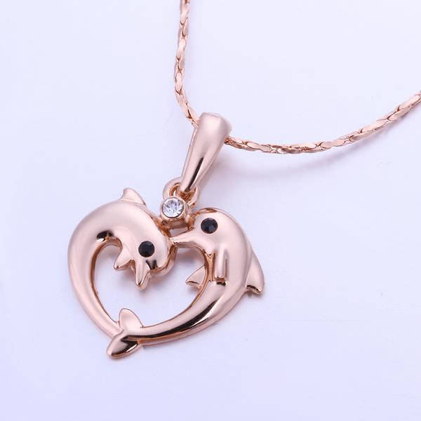 Wholesale Romantic Rose Gold Animal Crystal Necklace New Woman Fashion Jewelry High Quality Zircon Dolphin Dancing Pendant Necklace  TGGPN527 3