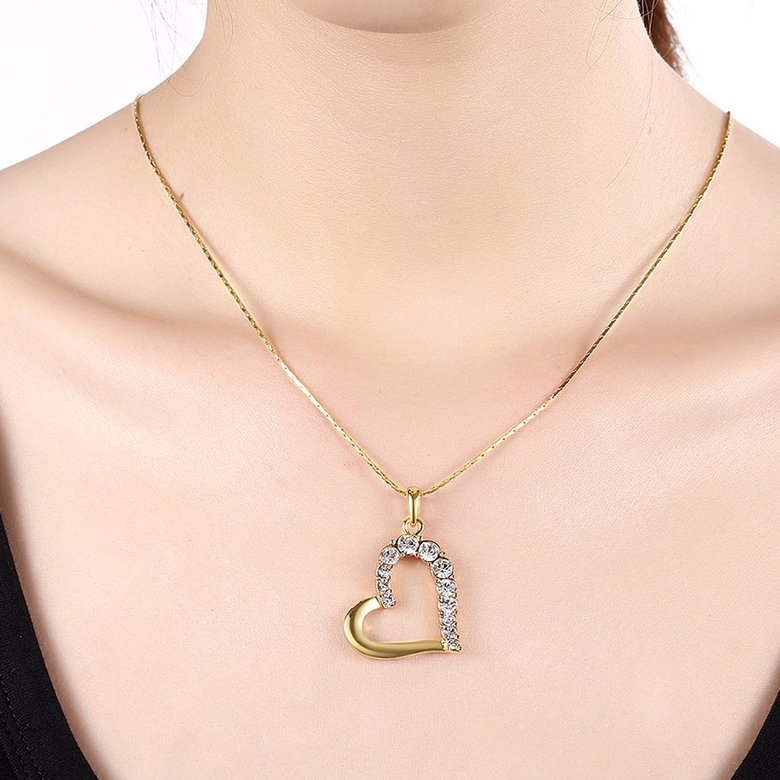 Wholesale JapanKorea Hot Sell 24K Gold zircon Necklace for women Girls Love Heart Necklace fine Valentine's Day Gift TGGPN531 0