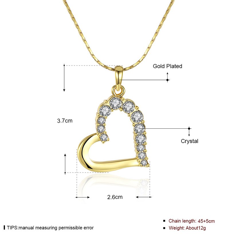 Wholesale JapanKorea Hot Sell 24K Gold zircon Necklace for women Girls Love Heart Necklace fine Valentine's Day Gift TGGPN531 1