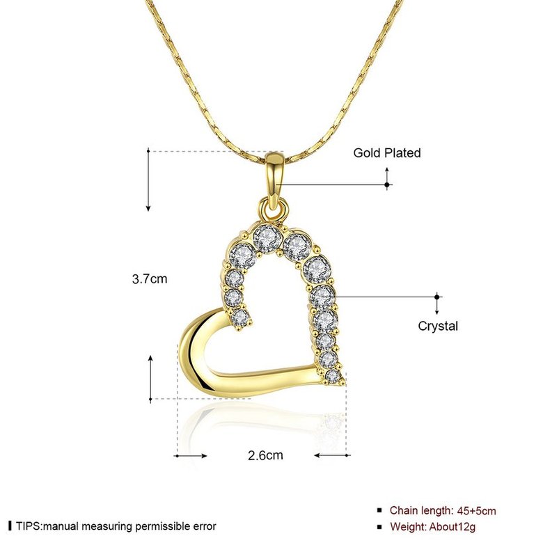 Wholesale JapanKorea Hot Sell 24K Gold zircon Necklace for women Girls Love Heart Necklace fine Valentine's Day Gift TGGPN531 1