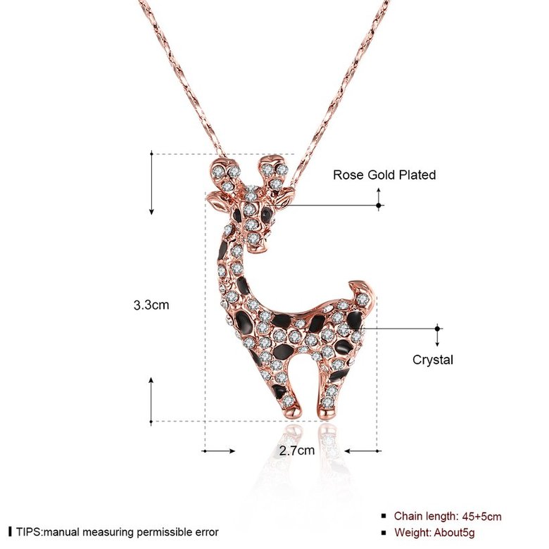 Wholesale New Temperamet Cute Full Crystal Deer rose gold Jewelry Fashion Personality Christmas Animal Necklaces TGGPN040 0
