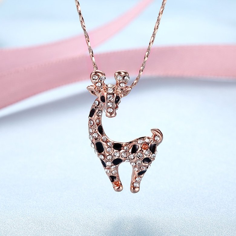 Wholesale New Temperamet Cute Full Crystal Deer rose gold Jewelry Fashion Personality Christmas Animal Necklaces TGGPN040 1
