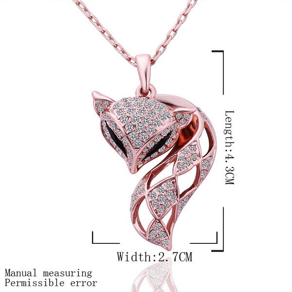Wholesale Korean Version Fashion Fox Alloy Crystal rose gold Pendant Necklace For Women Creative cute Animal Jewelry TGGPN044 0
