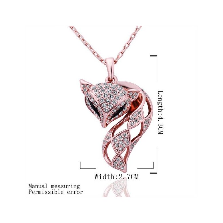 Wholesale Korean Version Fashion Fox Alloy Crystal rose gold Pendant Necklace For Women Creative cute Animal Jewelry TGGPN044 0