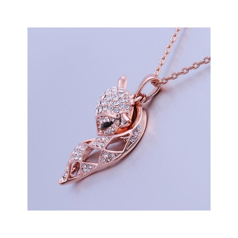 Wholesale Korean Version Fashion Fox Alloy Crystal rose gold Pendant Necklace For Women Creative cute Animal Jewelry TGGPN044 1