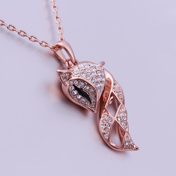 Wholesale Korean Version Fashion Fox Alloy Crystal rose gold Pendant Necklace For Women Creative cute Animal Jewelry TGGPN044 2