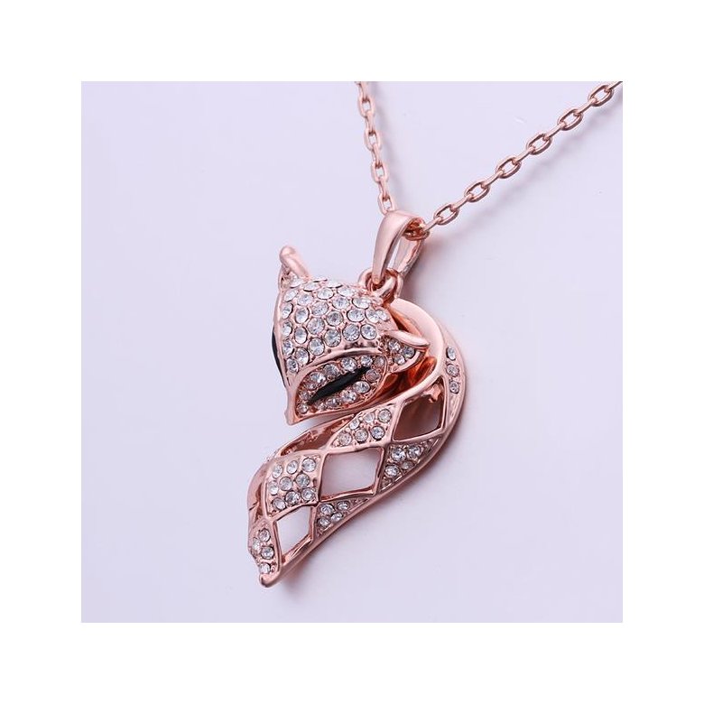 Wholesale Korean Version Fashion Fox Alloy Crystal rose gold Pendant Necklace For Women Creative cute Animal Jewelry TGGPN044 3