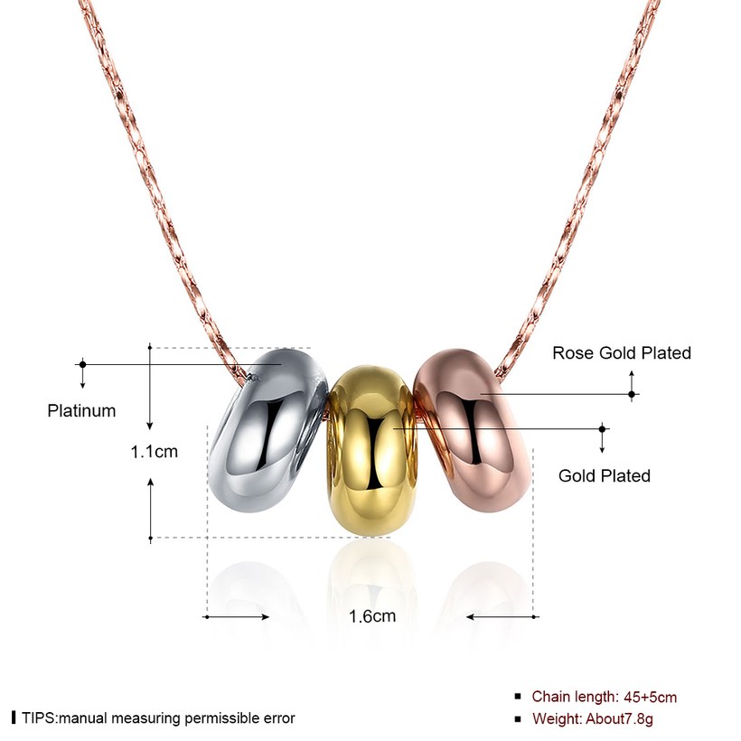 Wholesale High quality Three-color beads Necklace Rose Gold Circle Chain Link Necklace For Women temperament jewelry TGGPN056 0