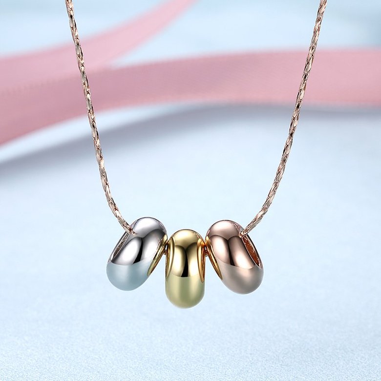 Wholesale High quality Three-color beads Necklace Rose Gold Circle Chain Link Necklace For Women temperament jewelry TGGPN056 1