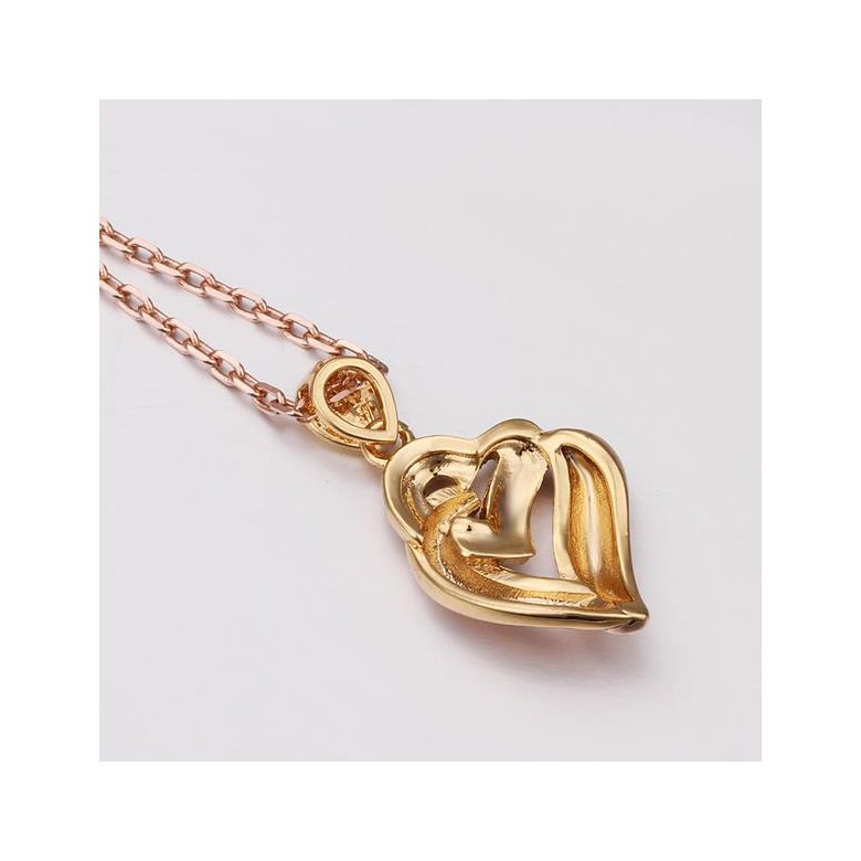 Wholesale Romantic Rose Gold Plated Necklace Heart Necklace For Women Cubic Zircon Pendant  Valentine's Day Gift TGGPN068 0