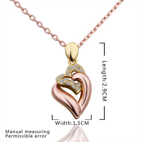 Wholesale Romantic Rose Gold Plated Necklace Heart Necklace For Women Cubic Zircon Pendant  Valentine's Day Gift TGGPN068 1