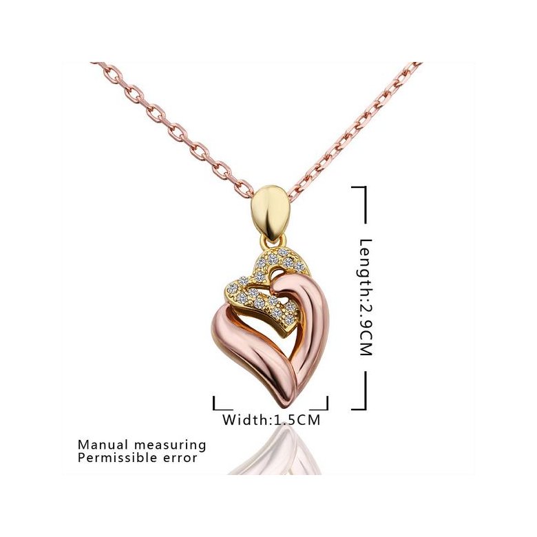 Wholesale Romantic Rose Gold Plated Necklace Heart Necklace For Women Cubic Zircon Pendant  Valentine's Day Gift TGGPN068 1